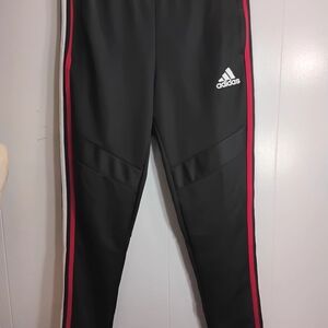 Adidas Kids Black Track Pants with Red Stripes